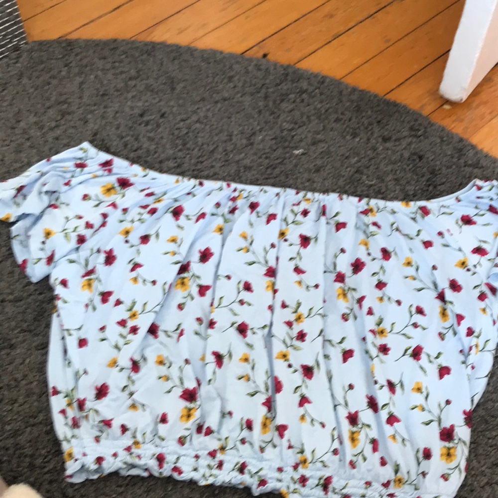 Blue off the shoulders short sleeve
